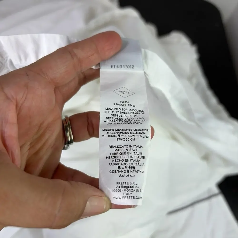 Frette 1860 King Size Flat Sheet 100% Cotton Made In Italy, breathable, luxury